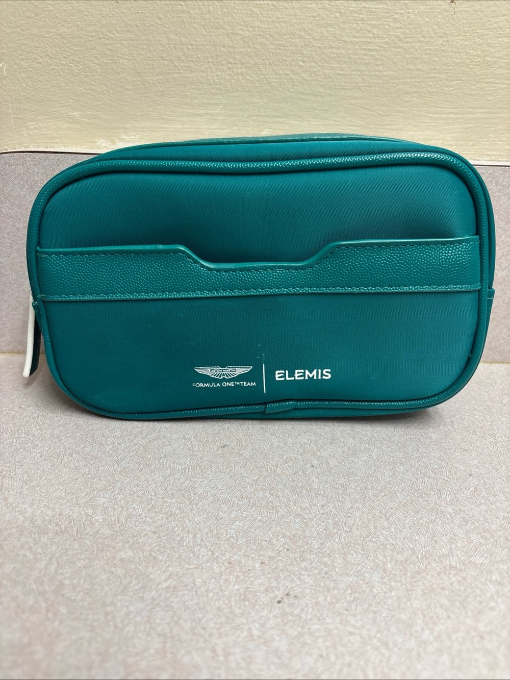 Aston Martin Formula One Team Elemis Travel Cosmetic Toiletry Bag Green Zip Case